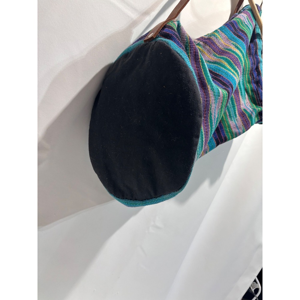 Uccelli Hobo Bag Women Large Multicolor Handwoven Textile Leather Guatemala